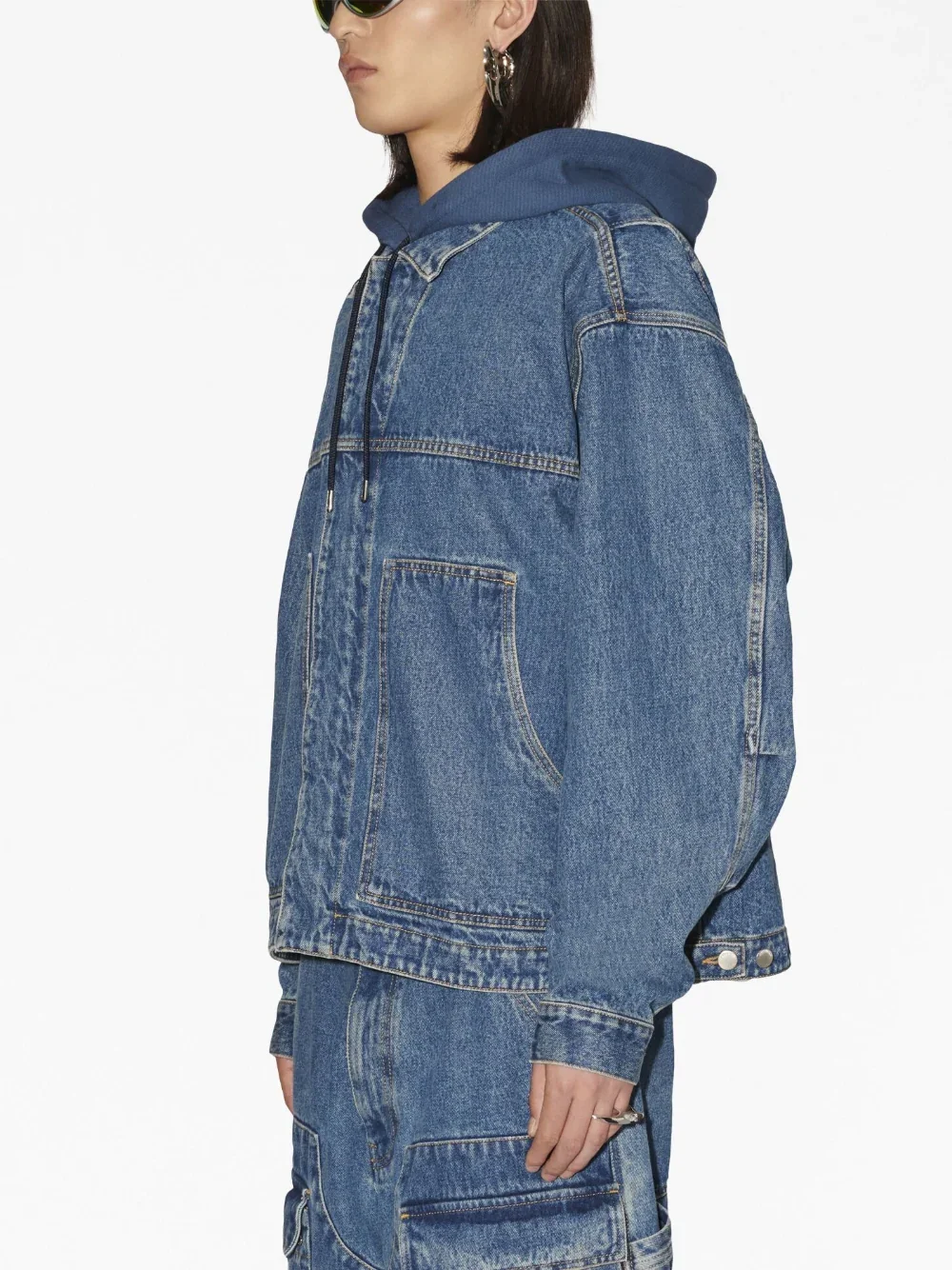 Streetwear Mens Clothing Denim Jacket Pants Casual Loose Mens Denim