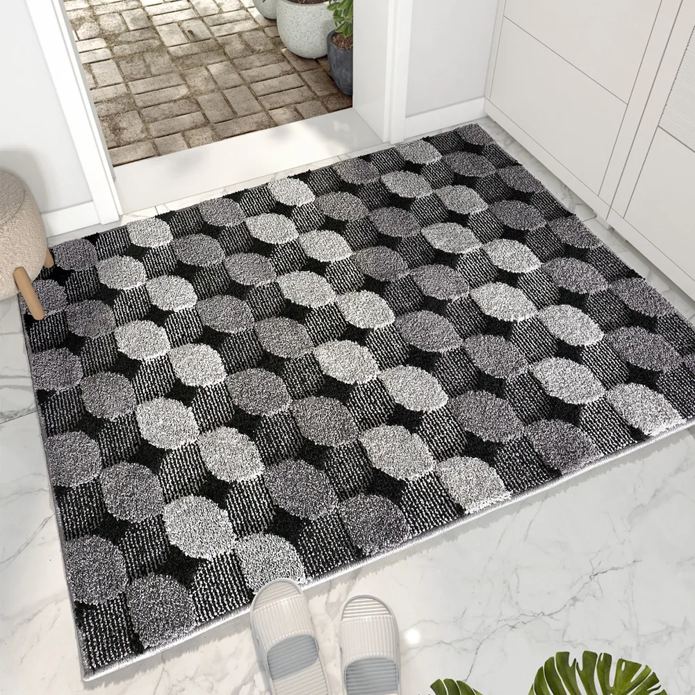 Factory price geometry tufted floor mat Microfiber shower mat polyester long pile bath mat manufacture