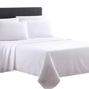 Custom 100% Linen Bed Quilt Cover and Flat Sheet Set White with Plaid Style ODM/OEM Home Textile Beddings