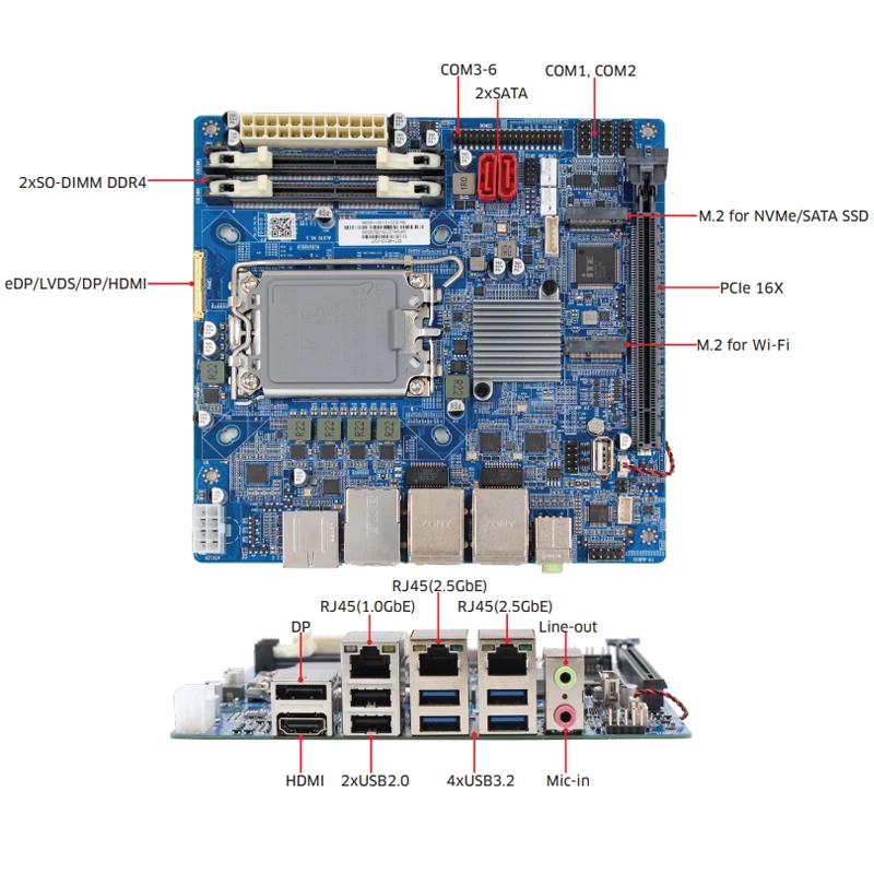Desktop Pc Gaming Mother Board FCLGA1700 Socket H610 Chipset Dual Ddr4 Mini Itx Motherboard for Intel Raptor Lake Processors