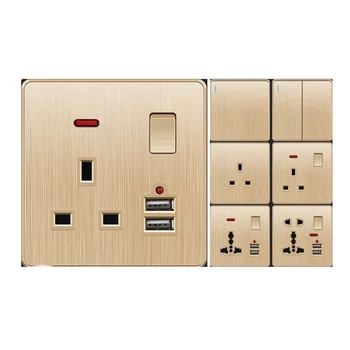 universal UK style 3 pin power plug 16A switched socket electric 13A multiple wall mounted sockets with power Indicator