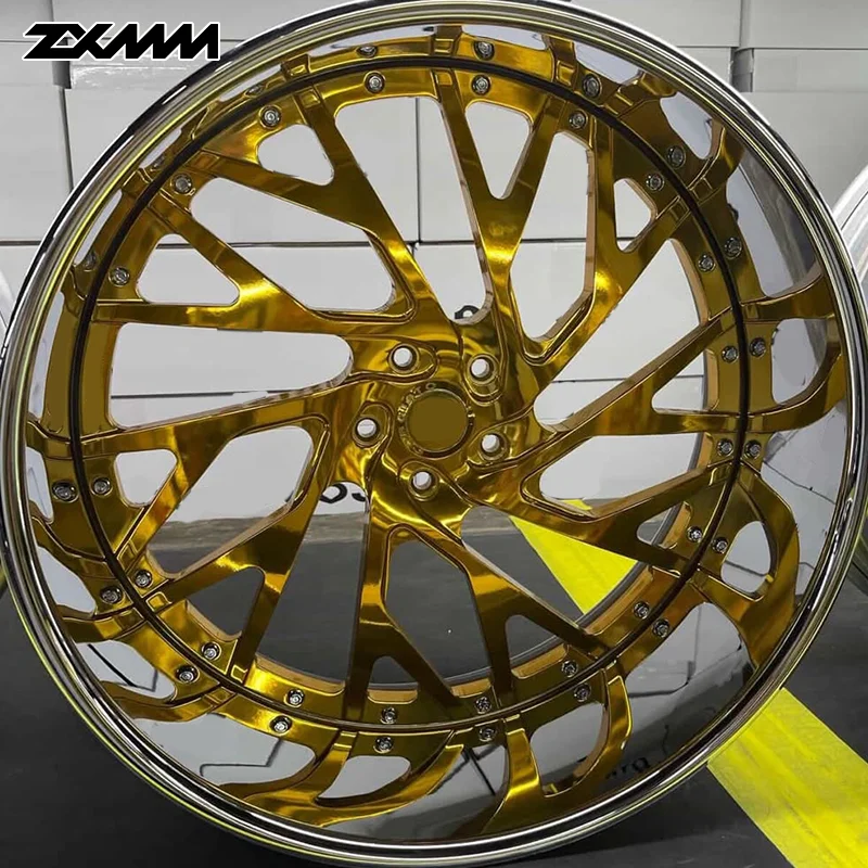 Zxmm Chrome Lips 2 Piece Wheels 22 24 26 Inch Custom Forged Wheels For BMW Ford Truck Wheel