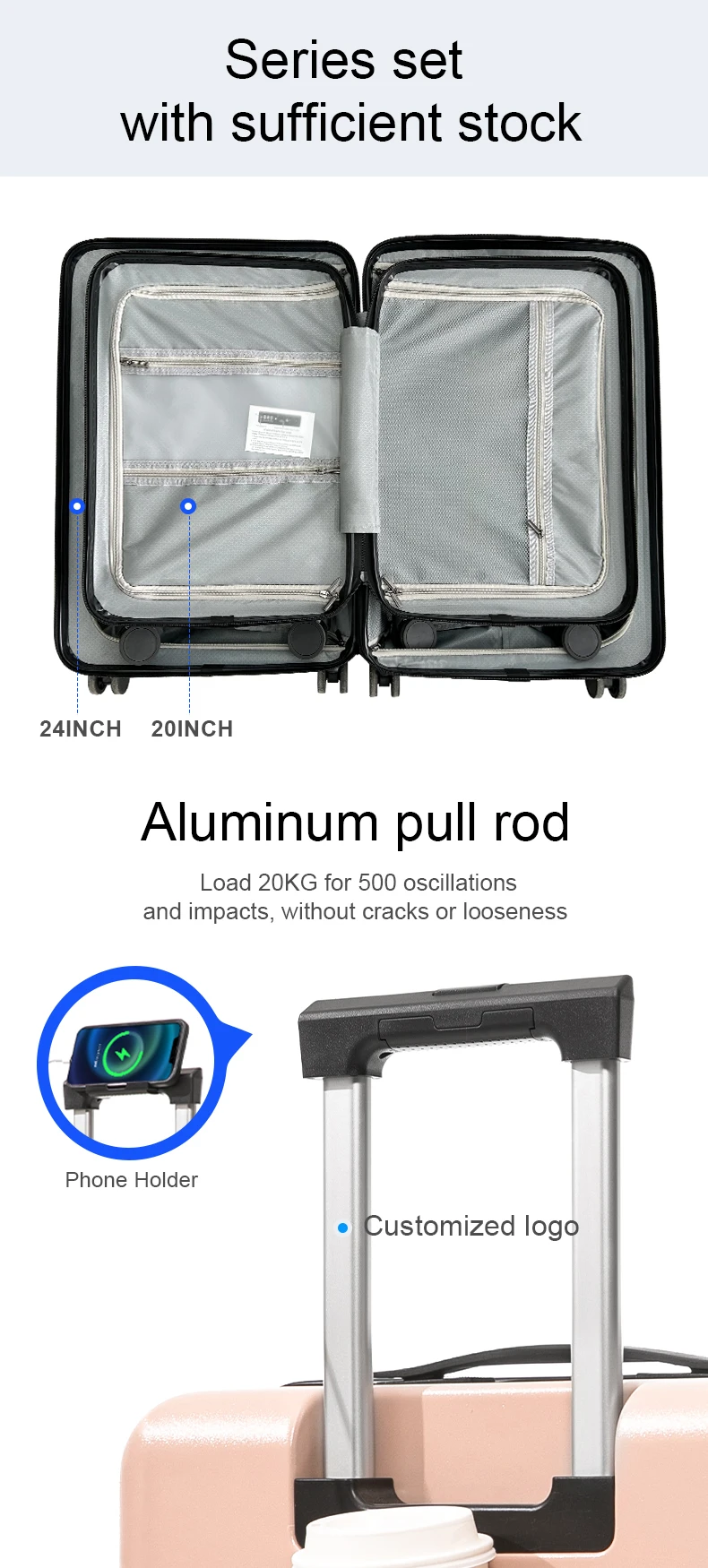 Carry On Luggage Travel Bags Suitcase Set Multifunctional Trolley Suit ...
