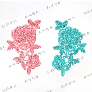 100% Polyester Monochrome Customizable Pattern Decal Decorative Flower Embroidery Patch