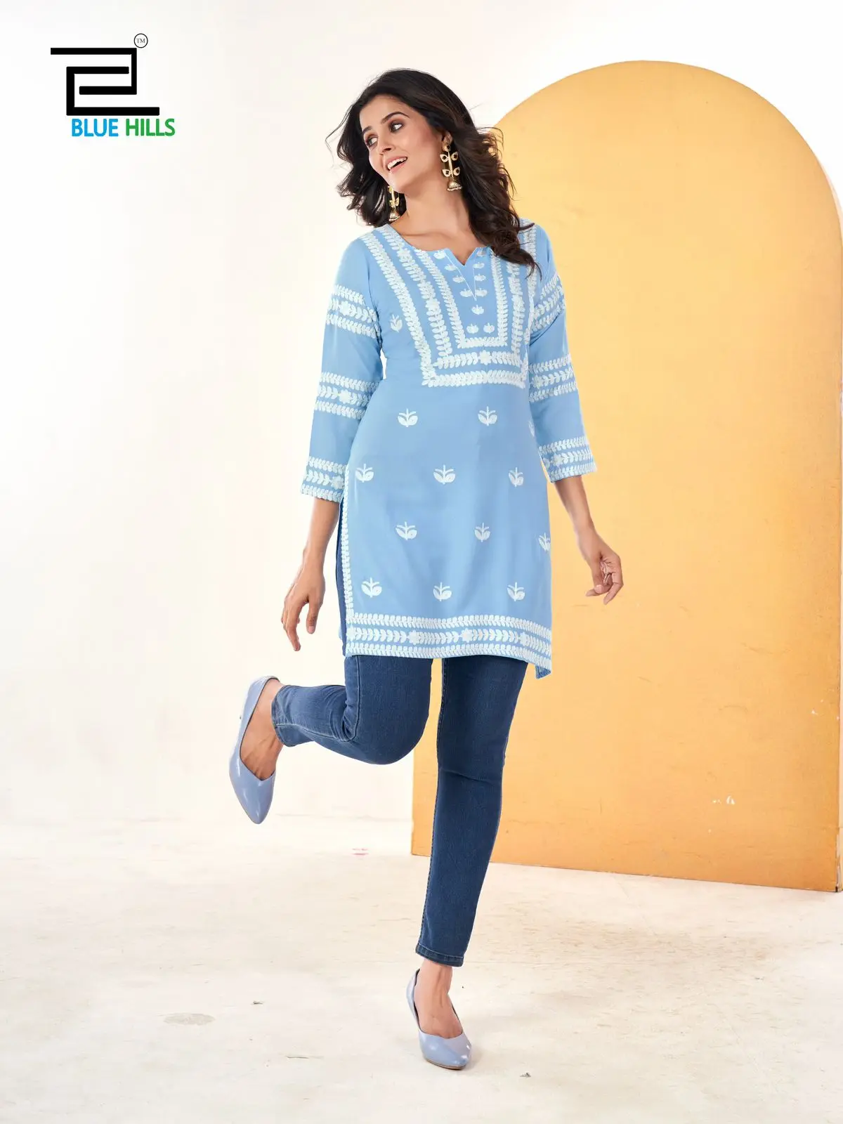 Attractive Design 14 kg Rayon Kurti and Jeans for Office and Regular Wear Ladies Kurtis Available at Wholesale Supplier