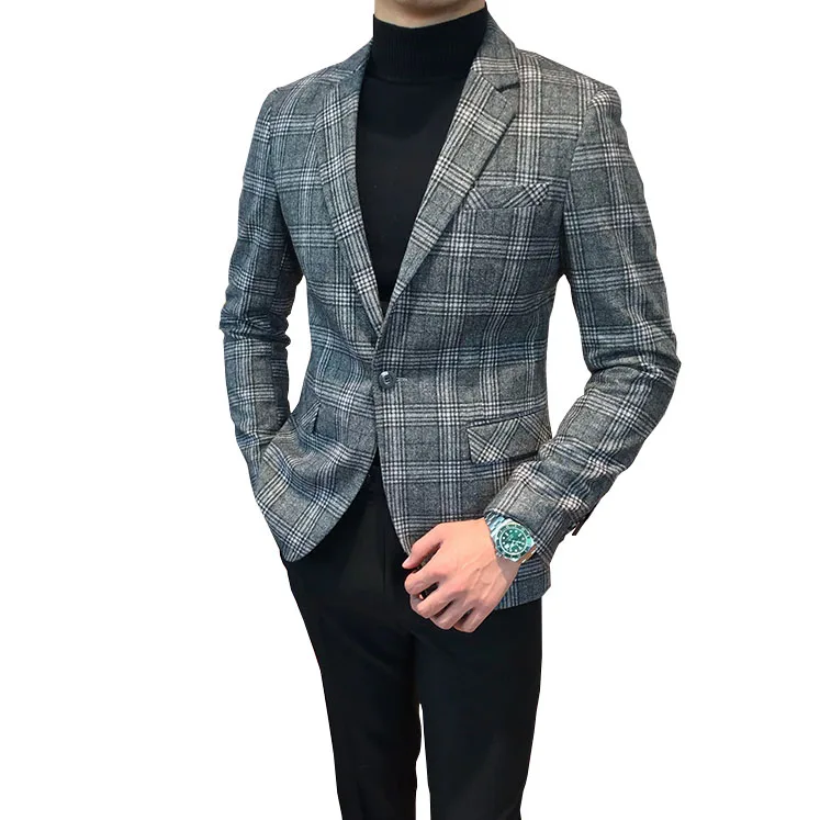 2025 Hot sale men's jacket plaid casual suit men suit Wedding custom men suit