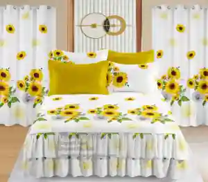 Brand New Customized 7 Pieces Bed Skirt Set with Matching Curtains king Size Bedding Set in Stock Bed Sheet for Bedroom Low MOQ
