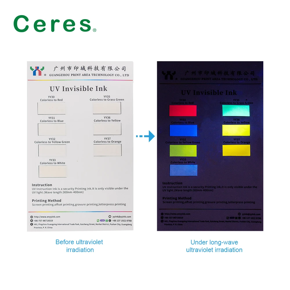 Ceres UV Invisible Fluorescent Ink for Offset Printing