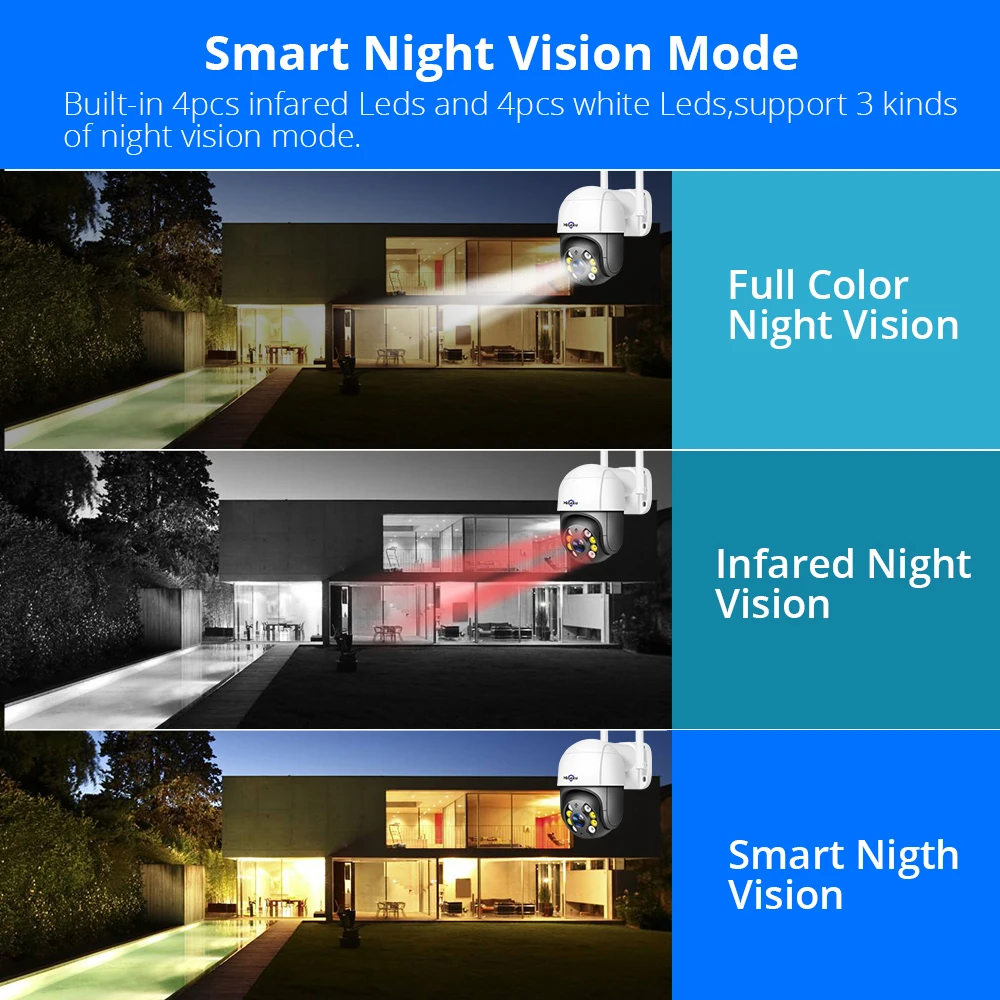 Hiseeu 5MP Camera HD Human Detection Two Way Audio P2P PTZ Wifi Cam Full Color Night Vision Auto Tracking PTZ Camera