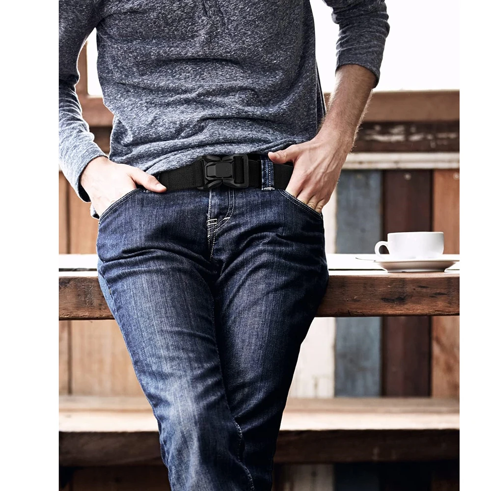 Durable Waterproof Men Wear-resistant Tactical Belt Stretch Nylon Web Outdoors Security Training Belt