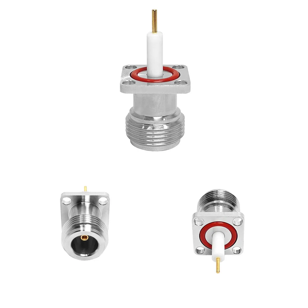 عرضه کارخانه: جک ماده نوع N، نصب روی پنل، 4 سوراخ، نصب فلنجی، جوش‌کاری و لحیم‌کاری 17.5*17.5، اتصال‌دهنده کواکسیال RF