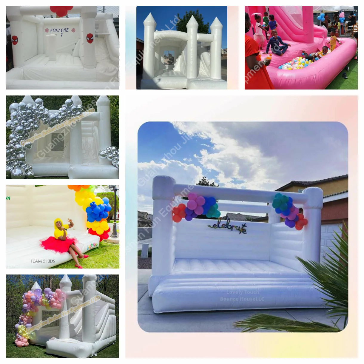 White Mini Inflatable Bouncy Castle Combo Air Wedding Jumping House