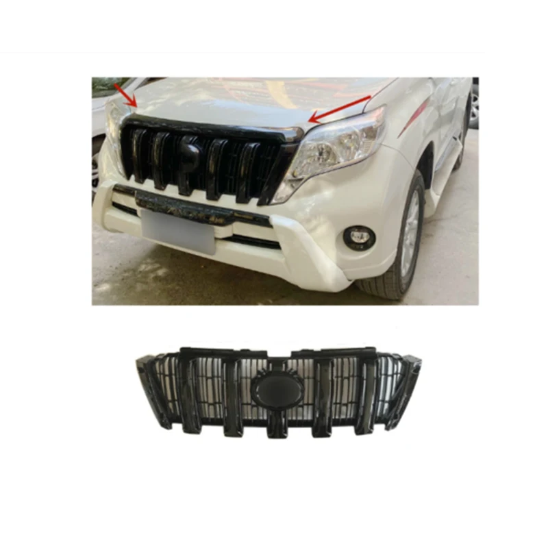 product car body black grill front bumper upper grille for toyota prado 2014 2017-35