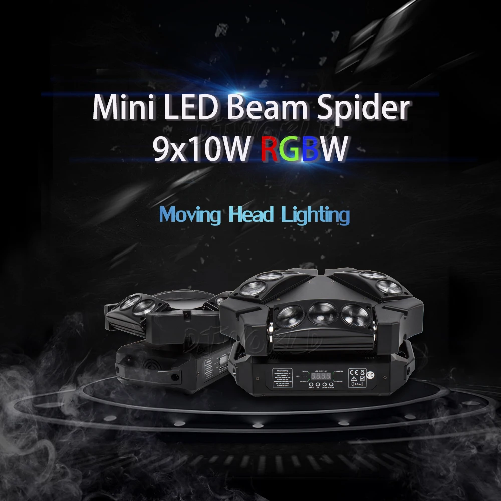 Mini LED Beam Spider 9x10W RGBW Moving Head Lighting for KTV Wedding ...