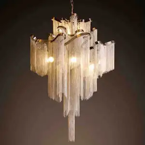 Zeal Lighting Artistic Originality Wedding Modern Luxury Wrought Iron Aluminum Tassel Chain Fringe Chandelier Pendant Light