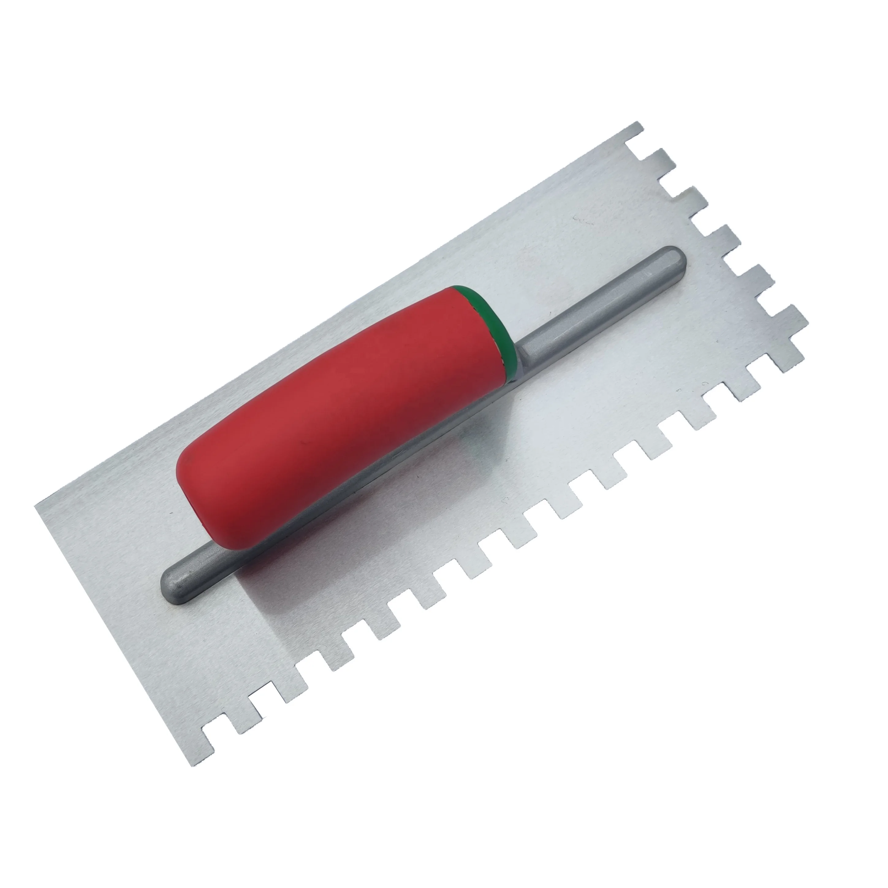 "Carbon Steel Square Notched Trowel with Plastic Handle for Professional Tile Adhesive Application"