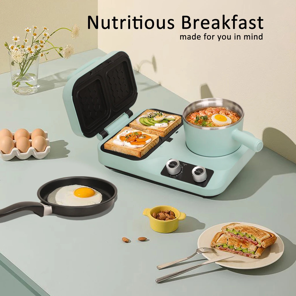 Retail 4 in 1 Breakfast Maker Detachable Sandwich Maker Automatic Toaster and Boiler