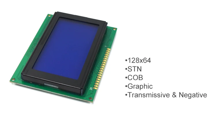 High quality 12864B LCD 128x64 Character 12864B 5V Blue Screen ...