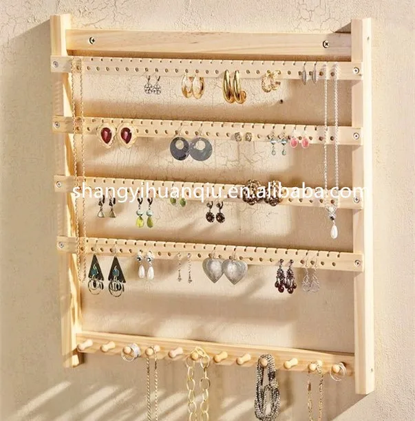 Wandmontierter Holz-schmuckhalter Für Ohrringe Und Halsketten,Schmuck-organizer Und Aufhänger