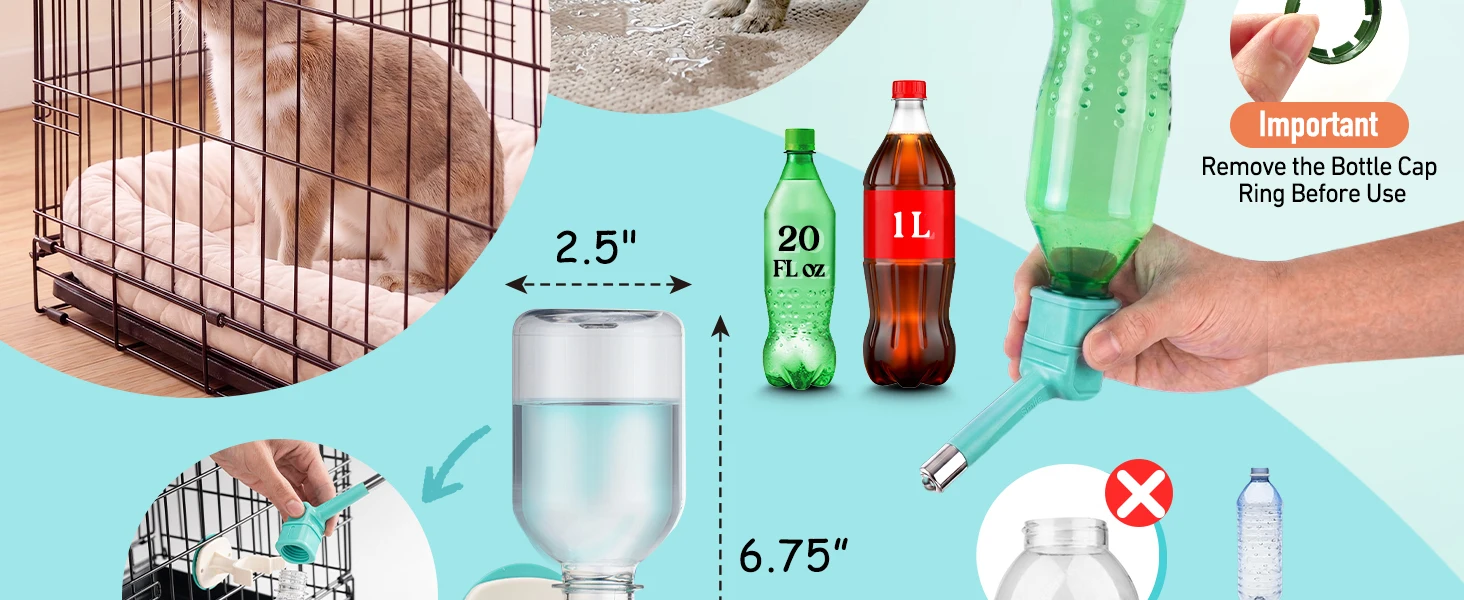 product 330ml small caliber hanging water bottle anti leak ball valve drinking container fresh water supply for hamster bunny-2