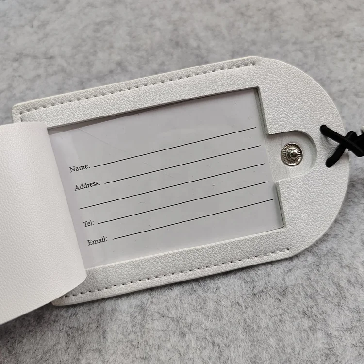 Personalized Printed Logo Outdoor Travel Baggage Name Tag School Bag  Accessories PU Leather Custom Luggage Tags With Straps