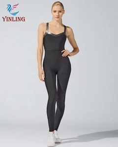 Custom Logo Women Yoga Fitness Activewear Workout One Piece Bodysuit Stretch Jumpsuits