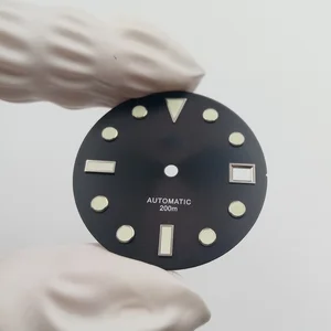Factory Customized OEM/ODM Matt Black C3 Luminous Watch Dial Custom Applied Index Parts Calendar Watches Dial