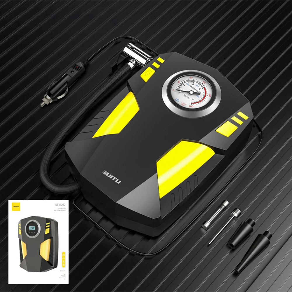 DC12V Tire Inflator Air Compressor with Pressure Gauge LED Light Portable Electric Car Air Pump Tyre Inflator for Car Bike - view 6