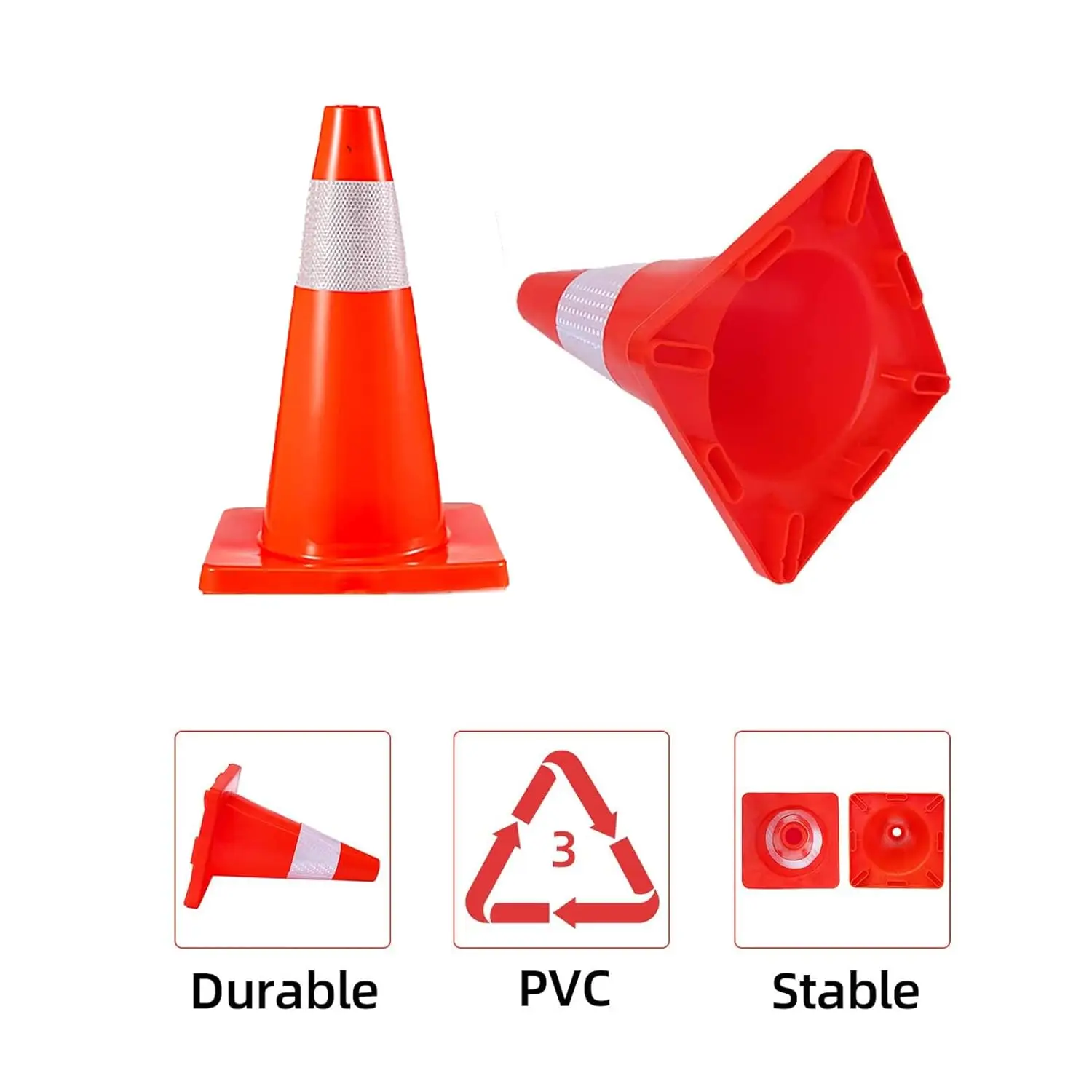 18in Pvc Cone Traffic Safety Cones With Reflective Collars Buy