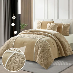 For KOSMOS Customized Winter 5pcs Bedding Comforter Sets Warm and Soft Woven with 200tc Cut Flowers Pattern Vintage Style