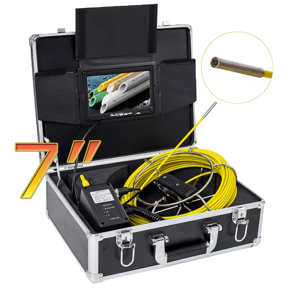 cameră pentru Conducte 6,5MM cu Ecran Color HD1080p de 7Inch, Cameră de Inspecție pentru Canalizare cu Înregistrare Video de 16GB pentru Inspecția Conductelor