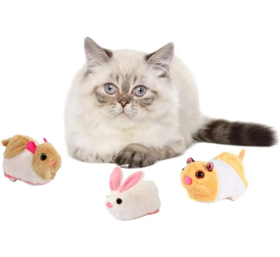 Factory Direct Cartoon Shape Pet Plush Toy Hamster Rabbit Electric Rolling Cat Toy