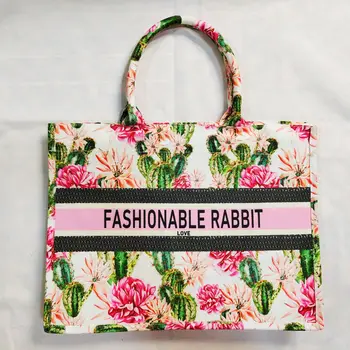 SY custom fashion lady bag casual women hand bag wholesale designer famous brands Embroidery Print Flower canvas ladies handbag
