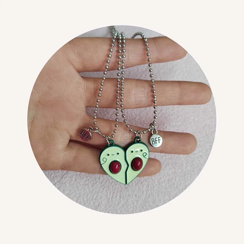 Cute Best Friends Forever Couple Necklace Friendship Heart Pendant