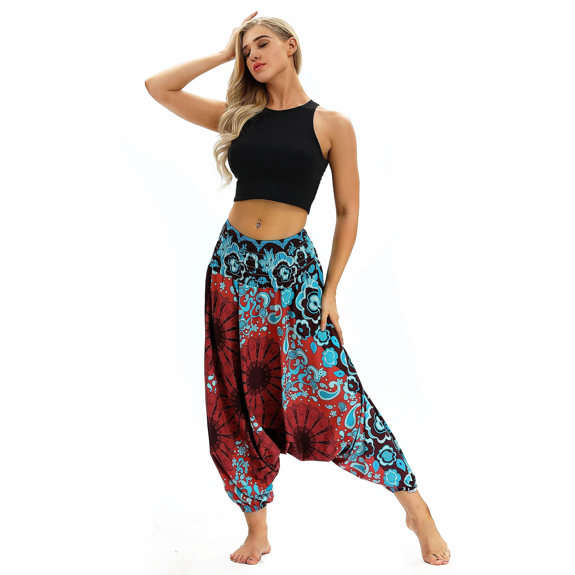 Wholesale Print Loose Yoga Pants Trousers Baggy Boho Aladdin Harem Yoga  Pants for Women