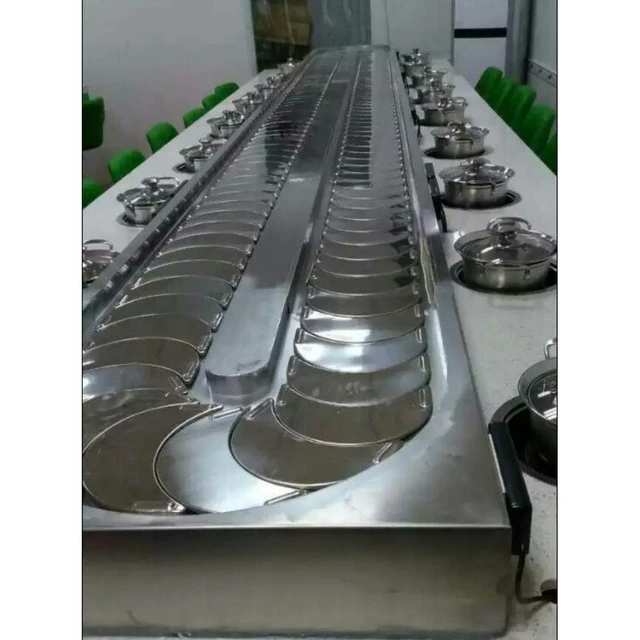 Direct SalePlastic Slat Stainless Steel Corrosion Proof Fine Commercial Restaurant Sushi Hot Pot Conveyors 2