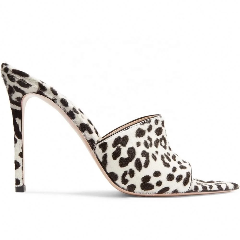 leopard heeled mules