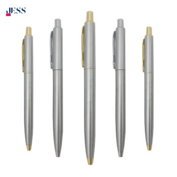 Unique Design Stainless Steel Ball Point Pen High Grade Silver Click Action Metal Pen