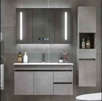Modern Design Luxury Bathroom Vanity With Sink Plywood Wall Hung Bathroom Cabinets Mirror Bathroom Vanity