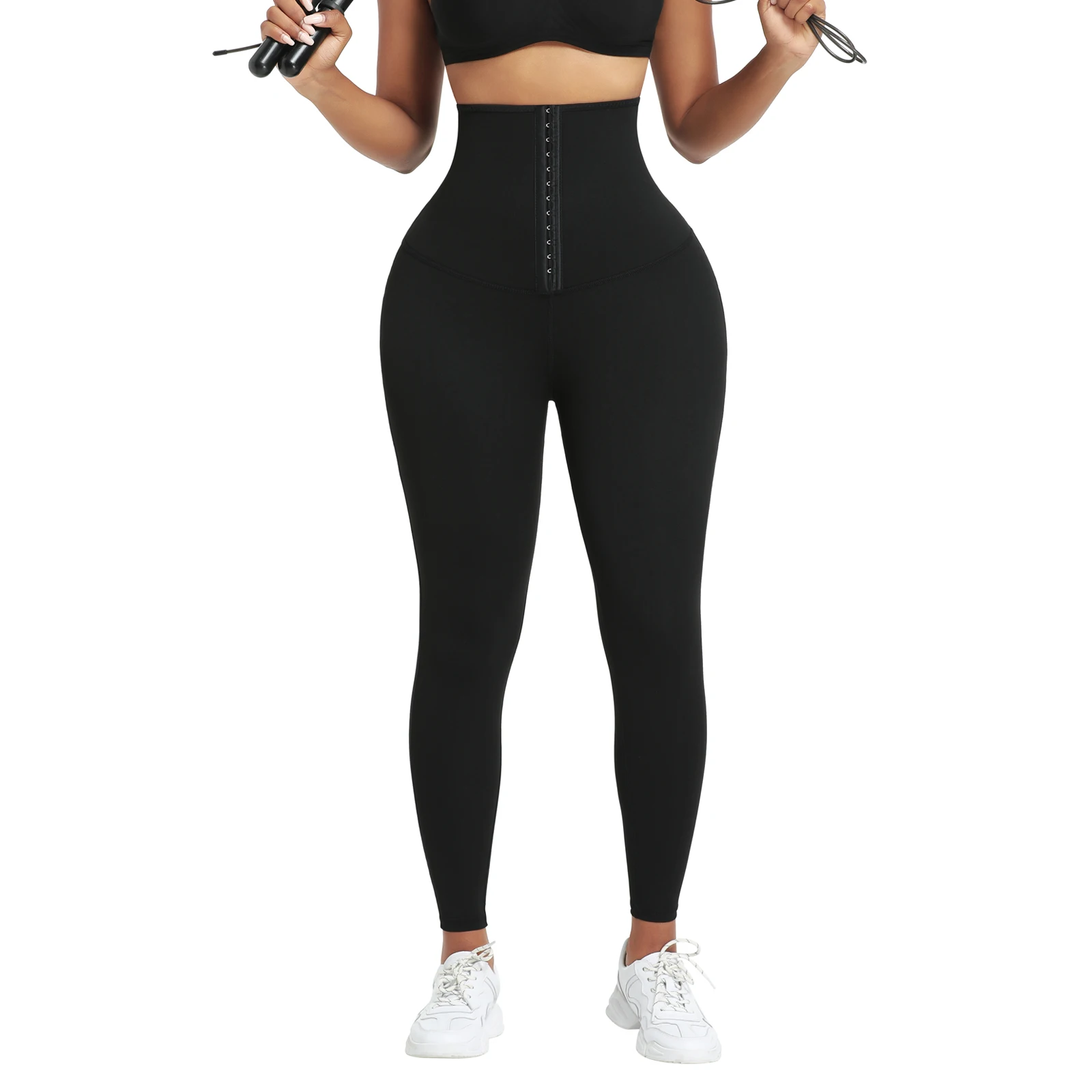 HEXIN High Waist Seamless Shapewear Leggings Dark Blue Neoprene Butt Lifter Waist Girdle Pants for Women