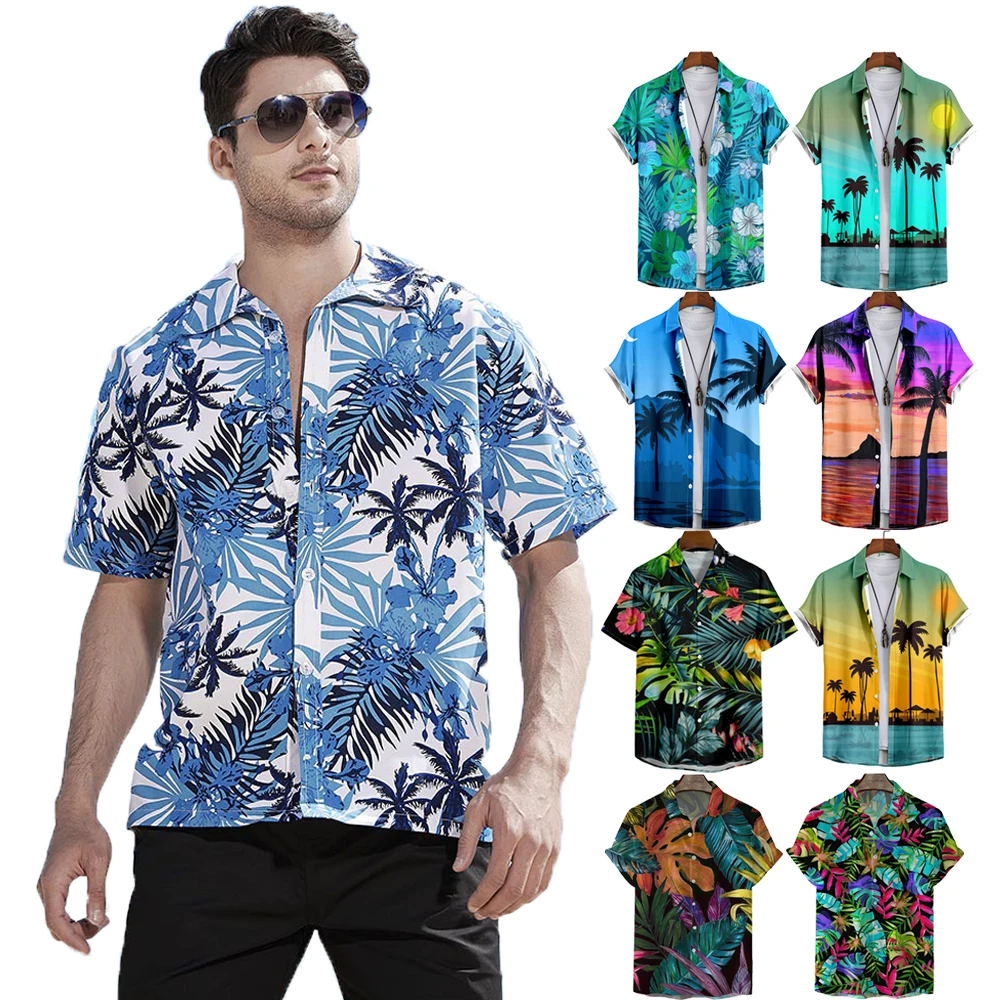 Oem Odm Customized Graphic Printed Shirt Summer Beach Casual Men Shirt ...