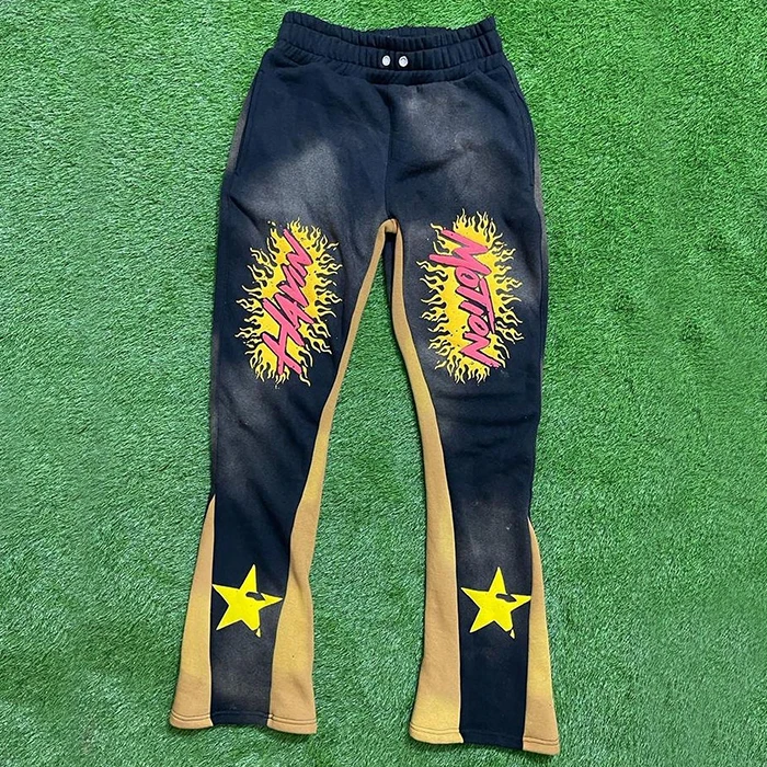 Huili New Design Oversized Wide Leg Sweatpants Men Custom bing