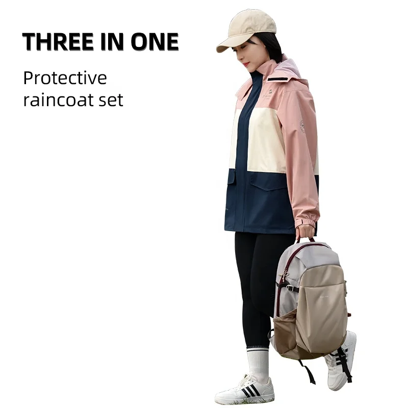 Custom Unisex Whole Body Windproof Waterproof Outdoor Hiking raincoat Pants Suit Travel Polyester rain coat