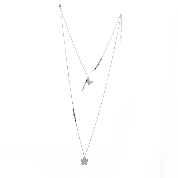 Best selling products fashion multi layer letter butterfly pendant necklace chain