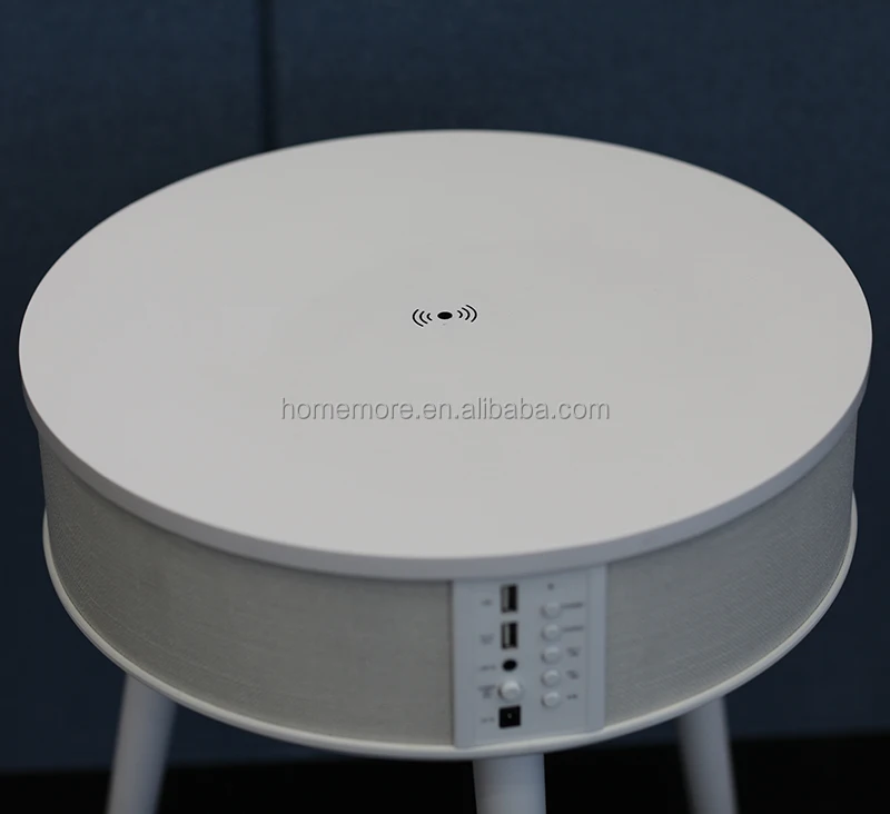 Smart Blue Tooth  Nordic Design Round Wood Tea Coffee Tables  Smart Bed Side Table Modern Speaker Table With Usb