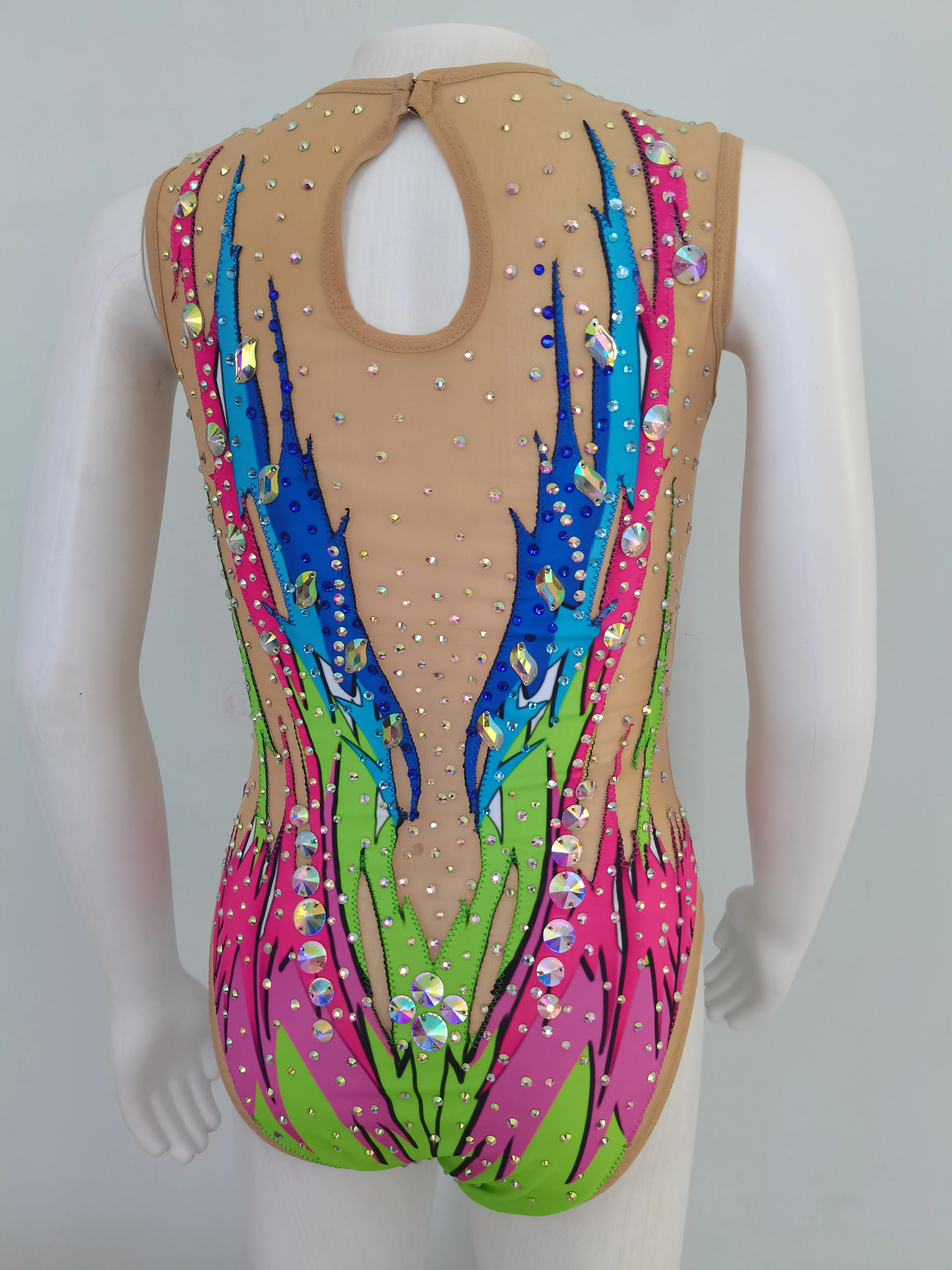 Justaucorps Gymnastique Rythmique Femme TiaoBug Sans Manches Paillettes - Danse Ballet Patinage S à XXL