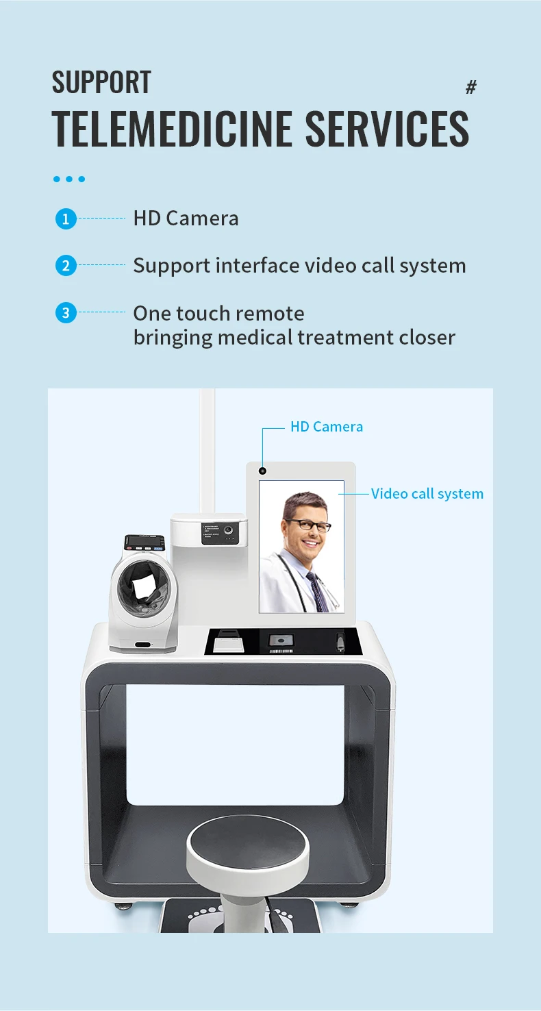 Commercial health screen kiosk checkup machine forehead temperature self service medical device for hospital healthcare center details