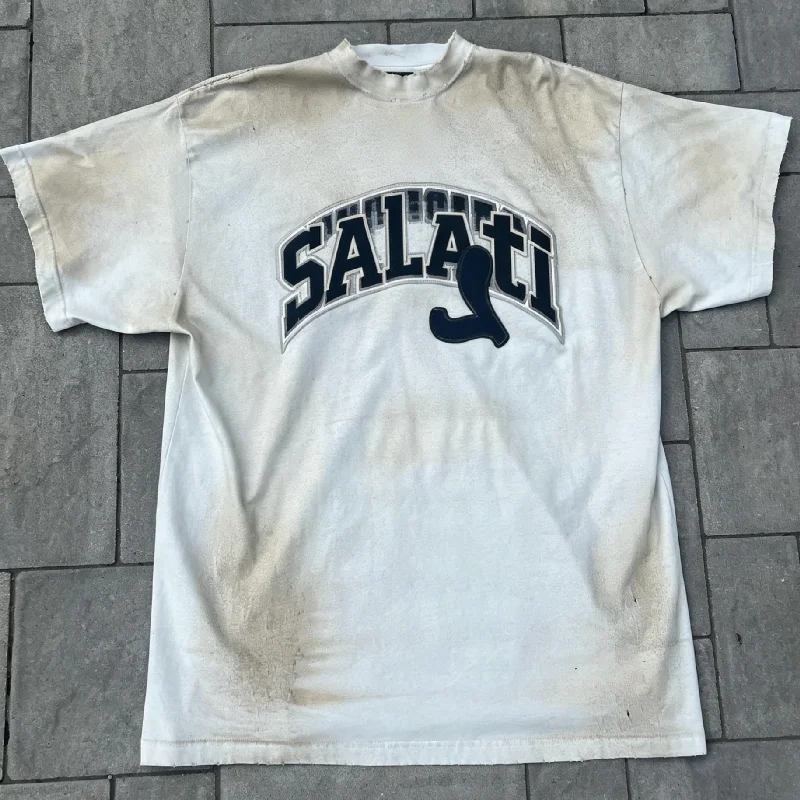 Salati Custom Logo Plus Size Mens T Shirts Cropped Washed Vintage Distressed Boxy Fit Cotton Tee Casual Streetwear Tops gallery 6