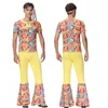 Costumes Disco Homme Jaune, Ensembles Pantalons Hippie