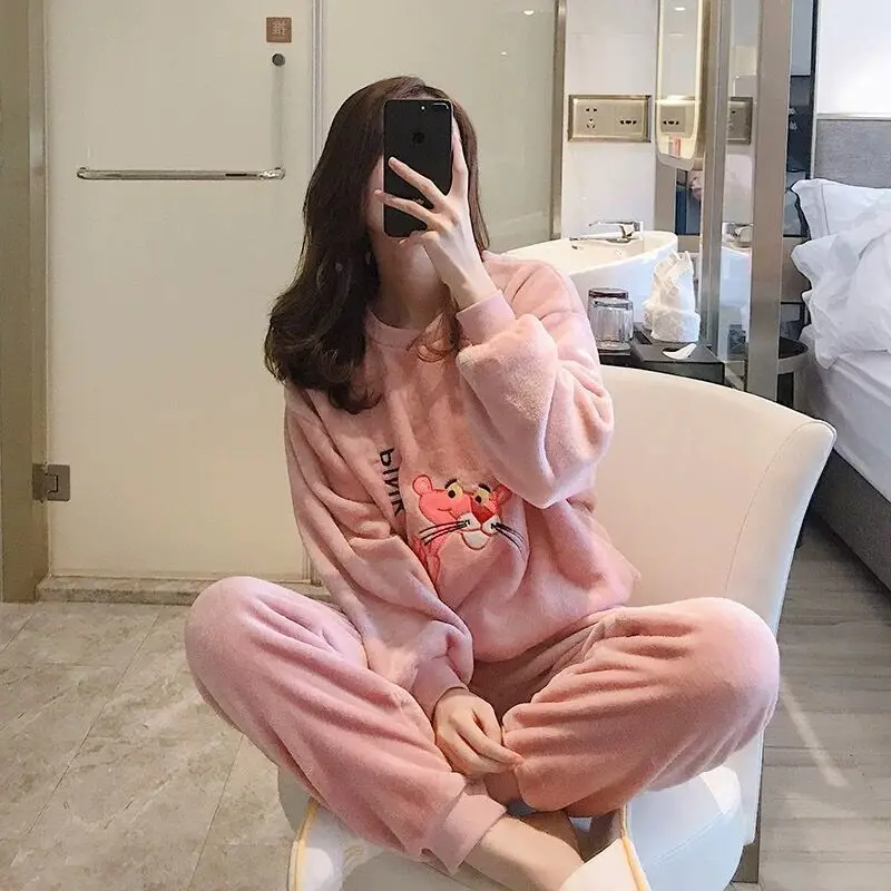 Korean Style Womens Coral Fleece Pajamas